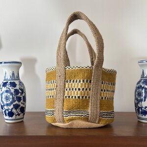 Striped Yellow and Tan Tote Bag